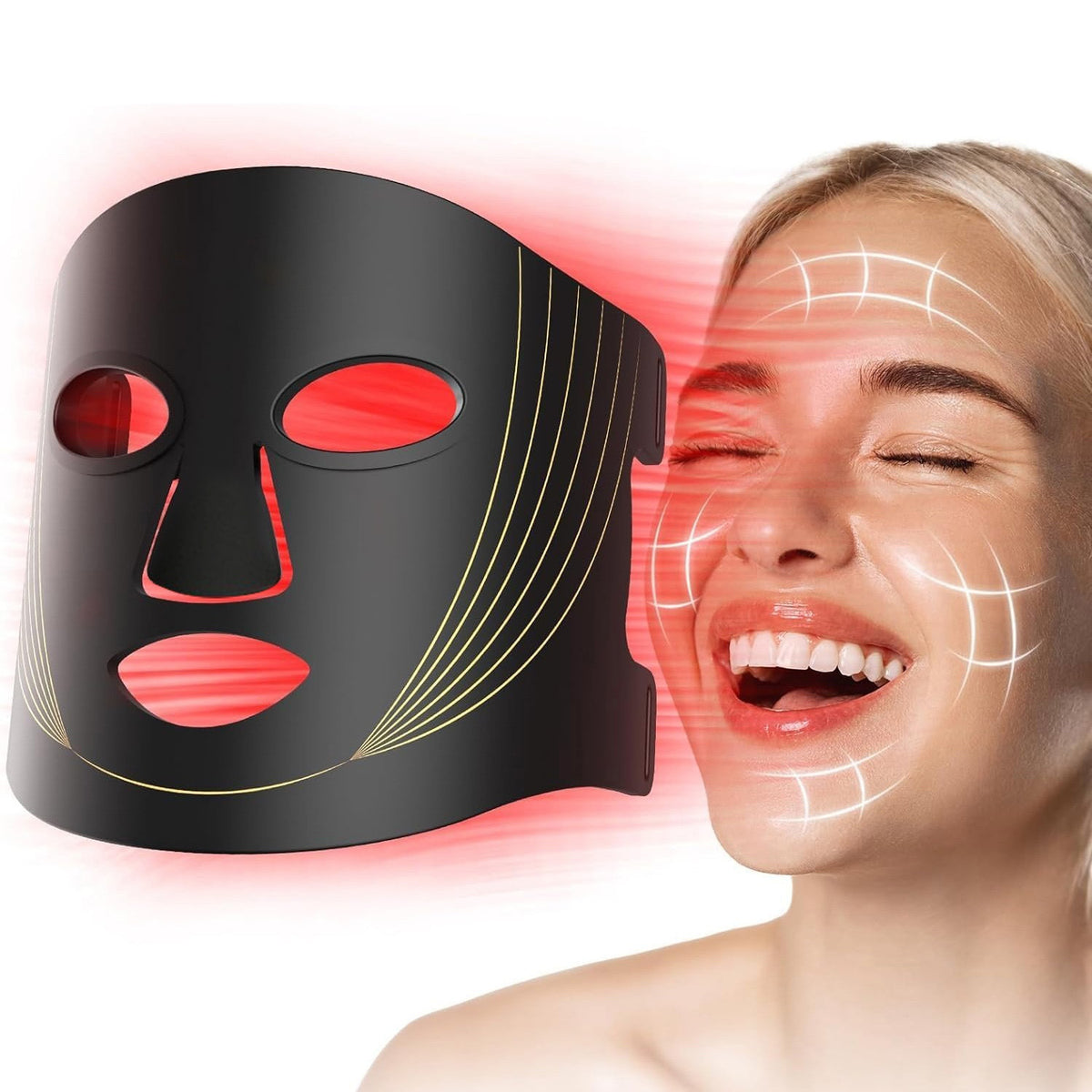 LYVA Glow Mask worn with red light mode