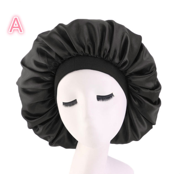 LYVA satin sleep bonnet, black