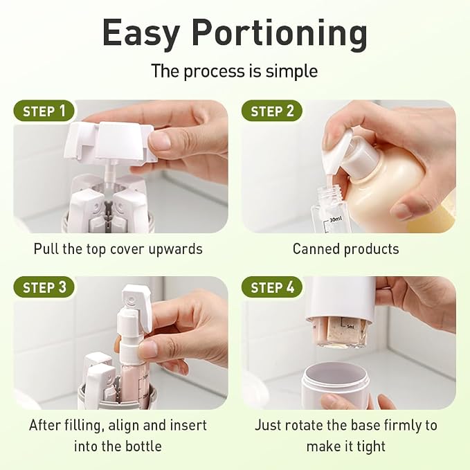 LYVA 4-in-1 Travel Bottle Set — Leak-Proof Dispensers