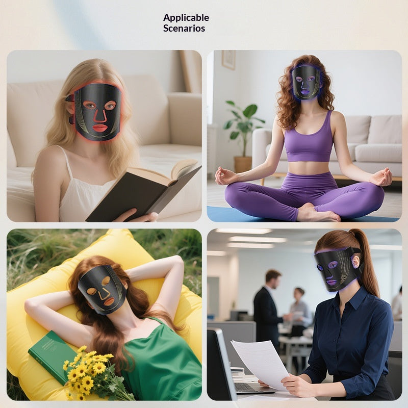 LED mask at home reading yoga office